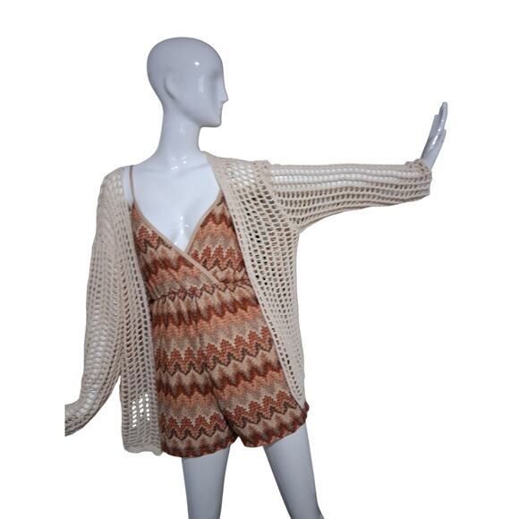 Bibi Crochet Women's Size XL Open Knit Beachy Grungecore Western‎ Boho Cardigan - Picture 5 of 9